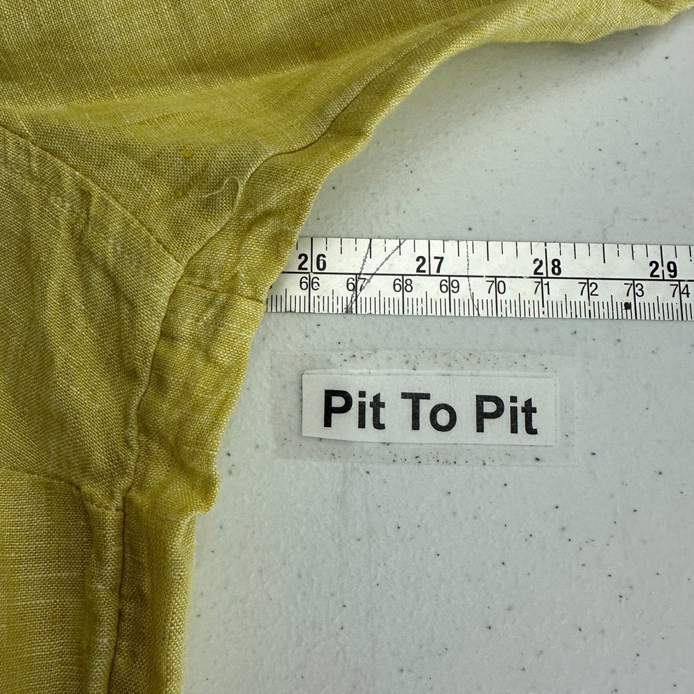 Womens Minimalist Linen Tunic Top Size 1X Earthy Chartreuse Relaxed Summer - Picture 6 of 8